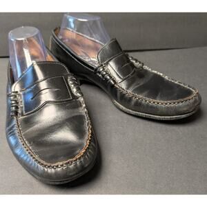 Vtg Black Leather Penny Loafers MENS SIZE 11.5M Moc Toe Driving Casual Formal